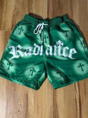 ROMWE Green Graphic Athletic Shorts